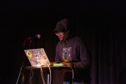 playing beats on computer on stage